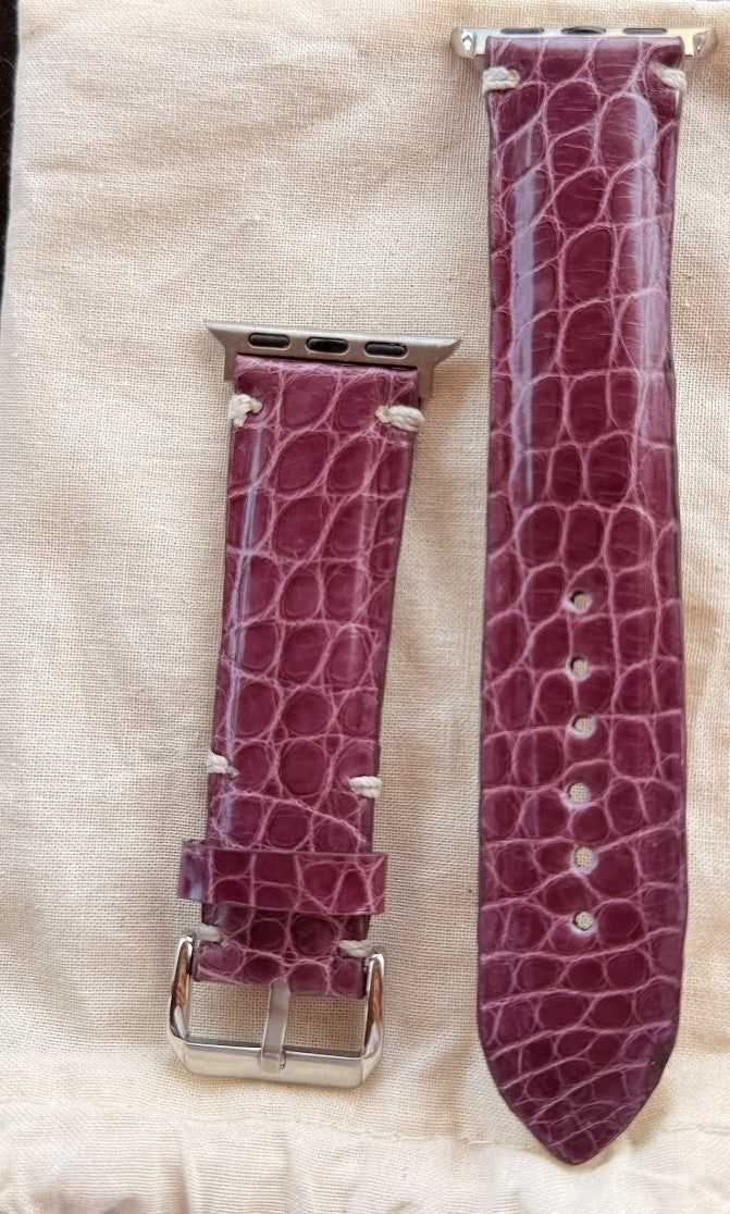 Crocodile Watch Strap — Burgundy