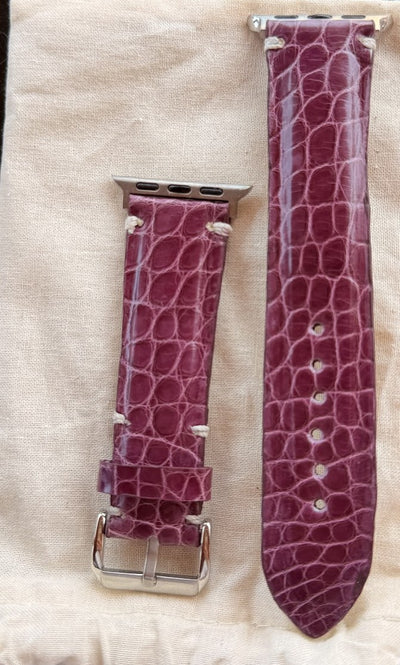 Crocodile Watch Strap — Burgundy
