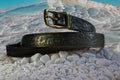 Hand-Carved Leather Belt — Black